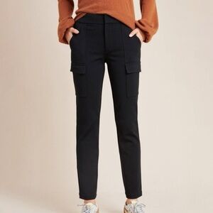NWT Anthropologie The Essential Slim Cargo Pants Black 4 high rise Cropped Ankle